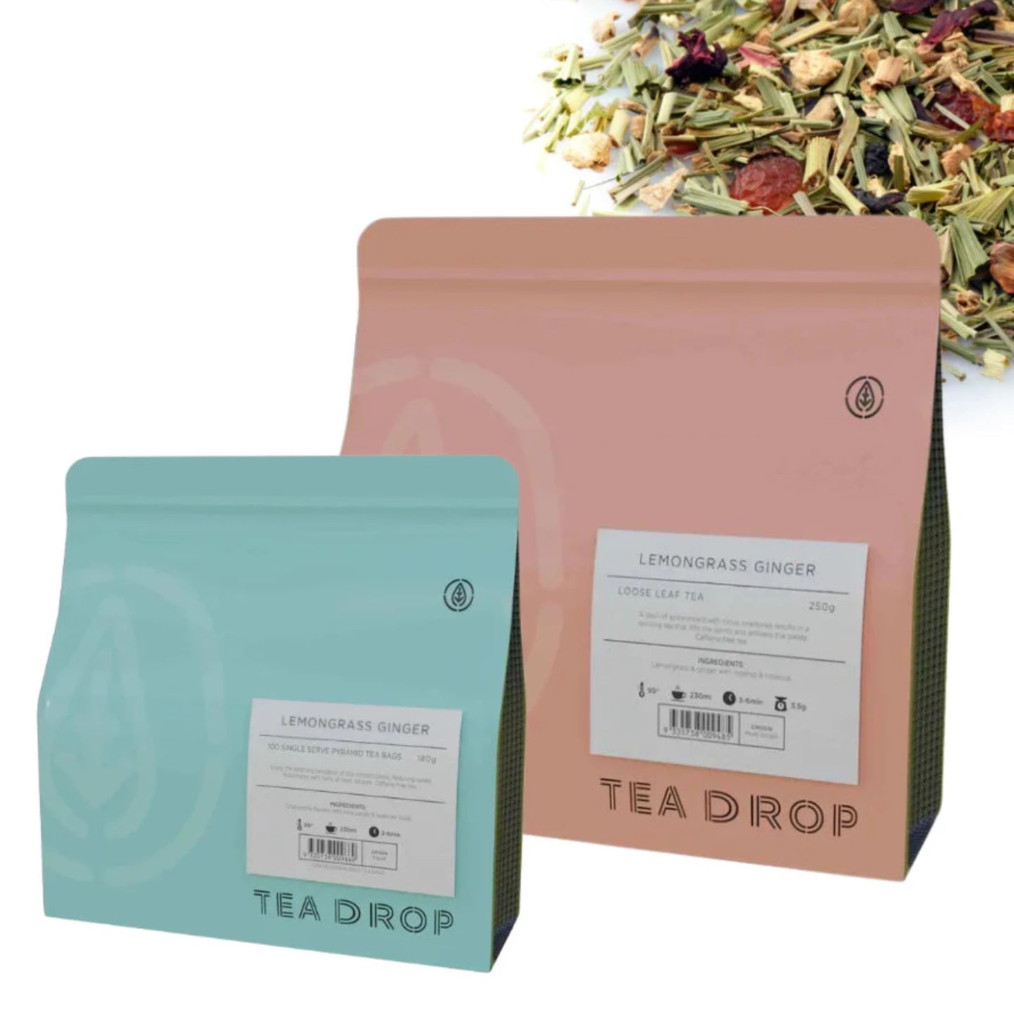 Tea Drop - Lemongrass Ginger Tea (Loose Leaf / Double Serve Tea Bags)